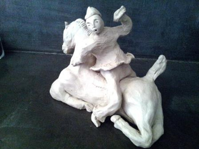 Céramique arlequin à cheval